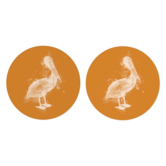 Modern Minimalist Louisiana Pelican Water Color | Absorbent Car Coasters | Set of 2 | Min 4