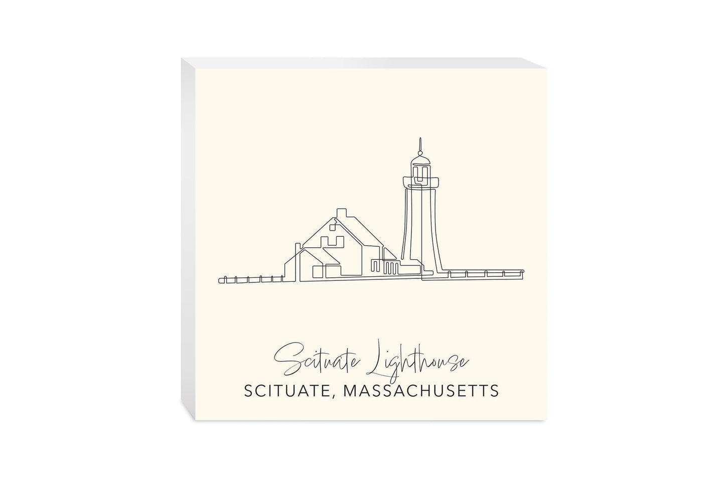 Cream Scituate Lighthouse | Wood Block | Eaches | Min 2