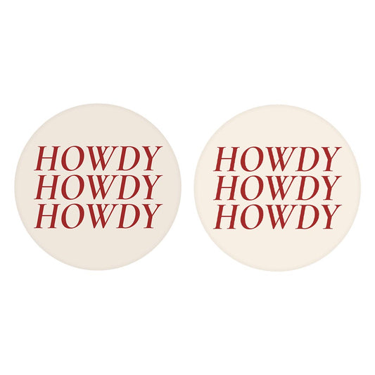 Modern Minimalist Texas Howdy | Absorbent Car Coasters | Set of 2 | Min 4