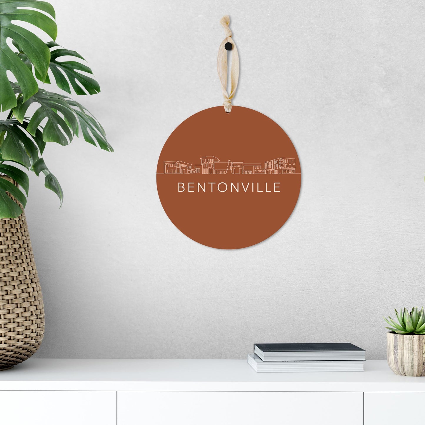 Modern Minimalist Arkansas Bentonville Skyline | Wood Ornament | Eaches | Min 1