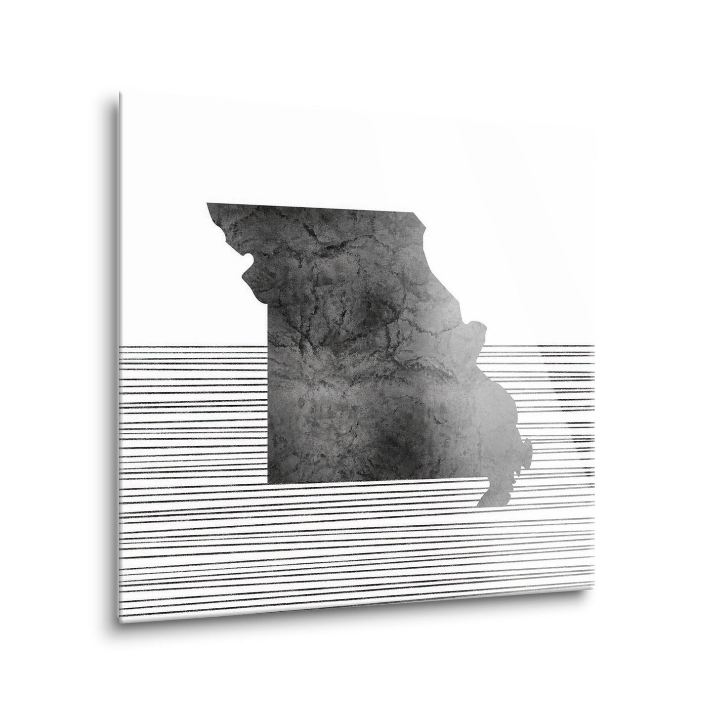 Minimalist B&W Missouri State With Straight Lines | Hi-Def Glass Art | Eaches | Min 2