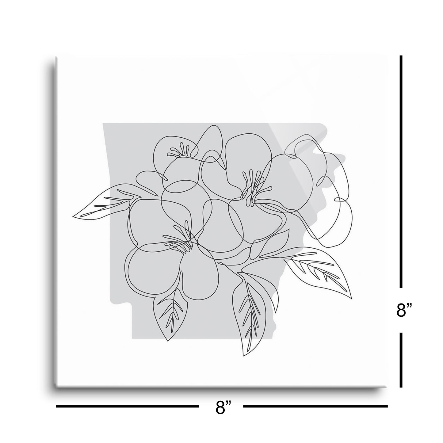 B&W Minimalist Arkansas Single Line Apple Blossoms | Hi-Def Glass Art | Eaches | Min 2