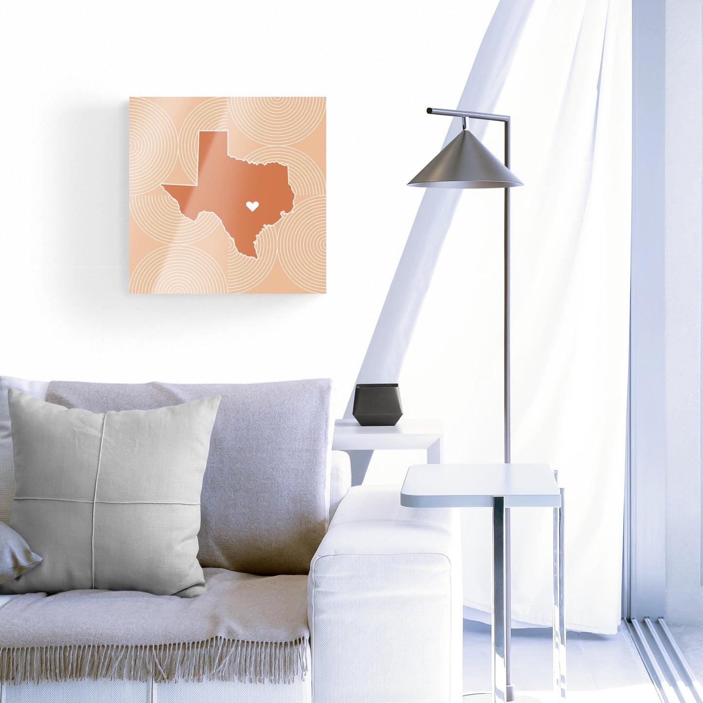 Modern Minimalist Texas Austin Heart | Hi-Def Glass Art | Eaches | Min 1