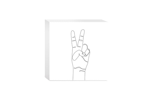 Peace Hand Sign Line Drawing| Wood Block | Eaches | Min 4