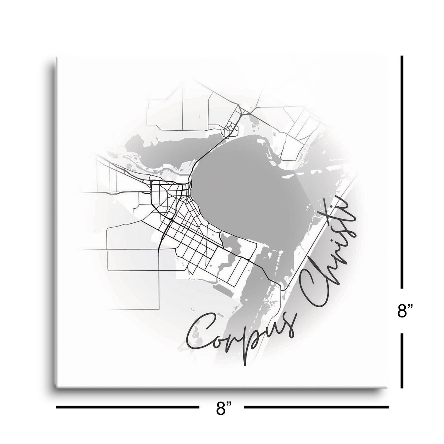 Minimalistic B&W Texas Corpus Christi Circle Map | Hi-Def Glass Art | Eaches | Min 2