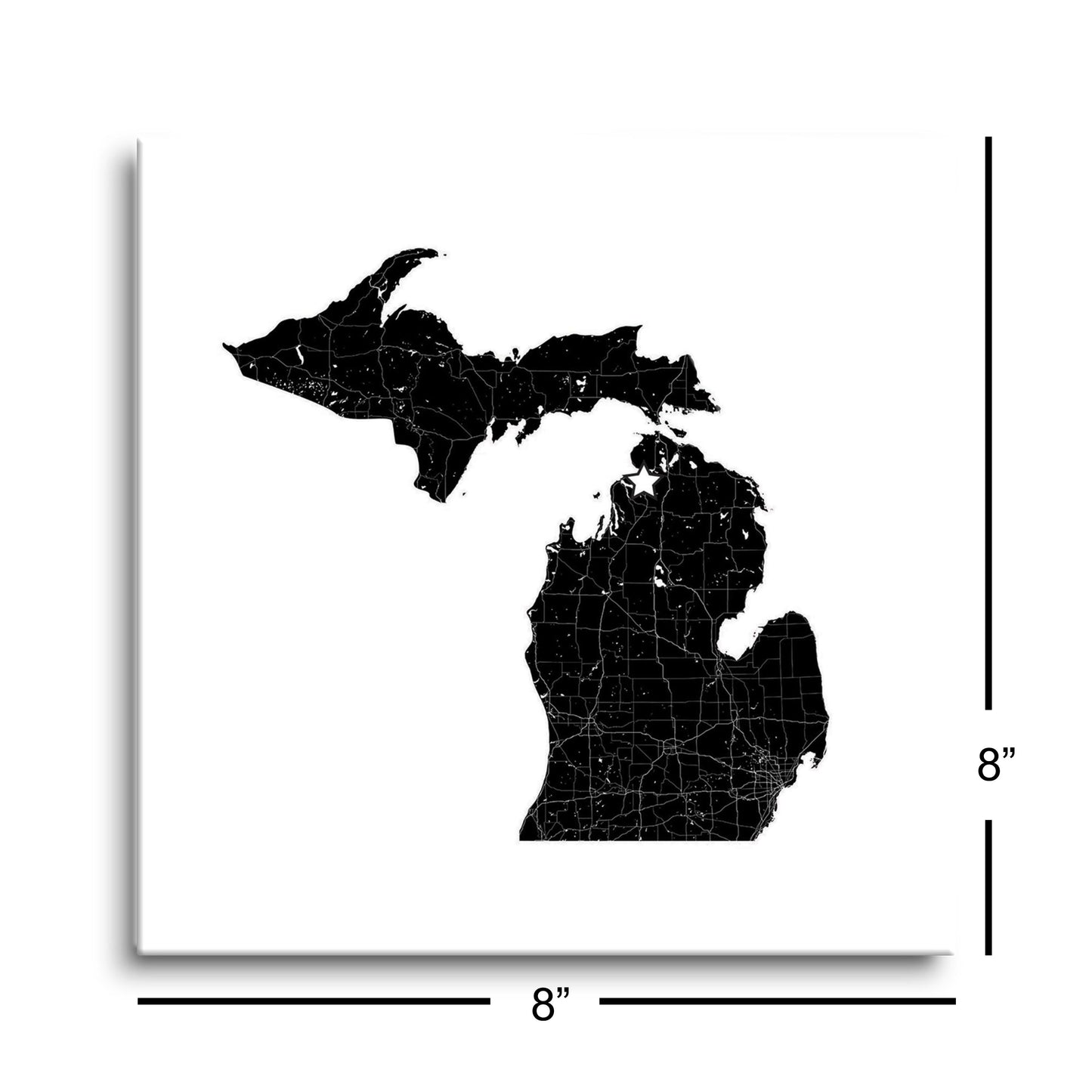 Minimalistic B&W Michigan Map Petoskey Star | Hi-Def Glass Art | Eaches | Min 2