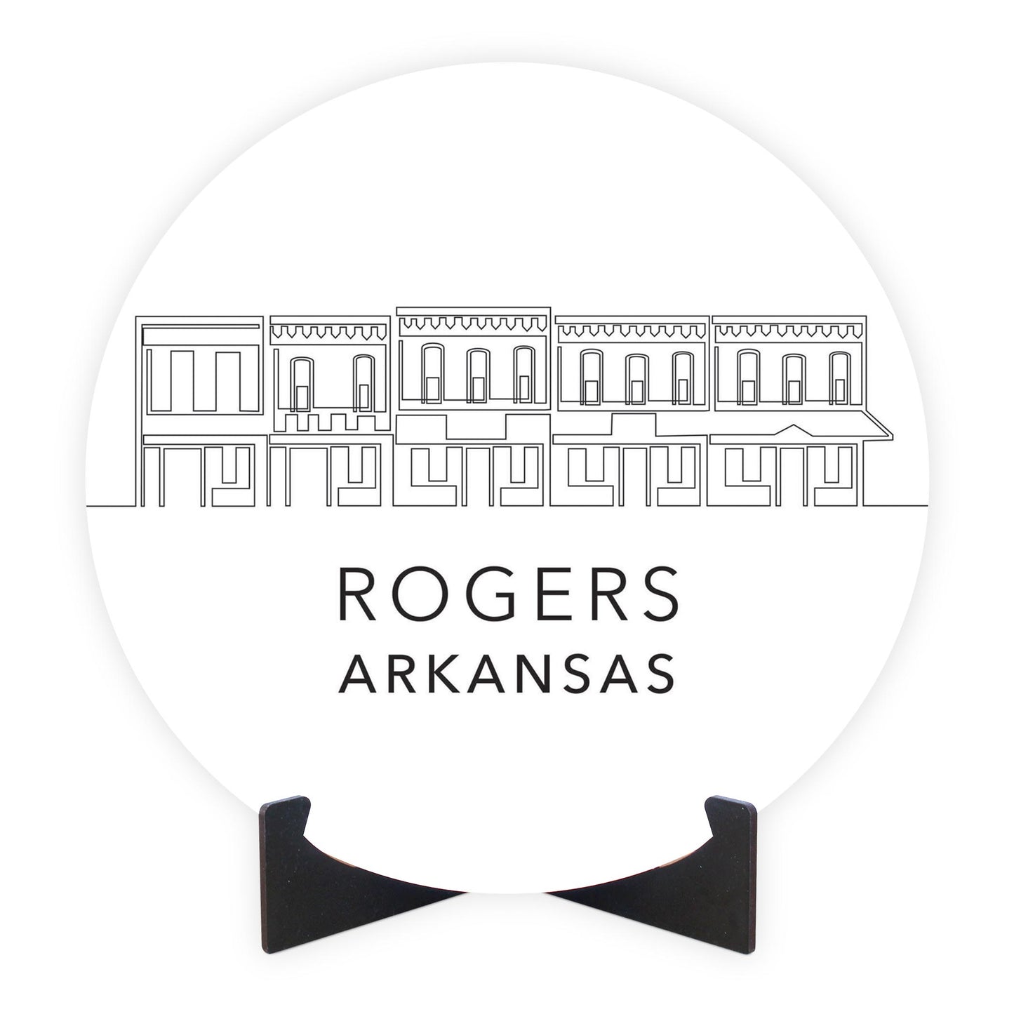 Minimalist B&W Arkansas Rogers Skyline | Wood Sign | Eaches | Min 1