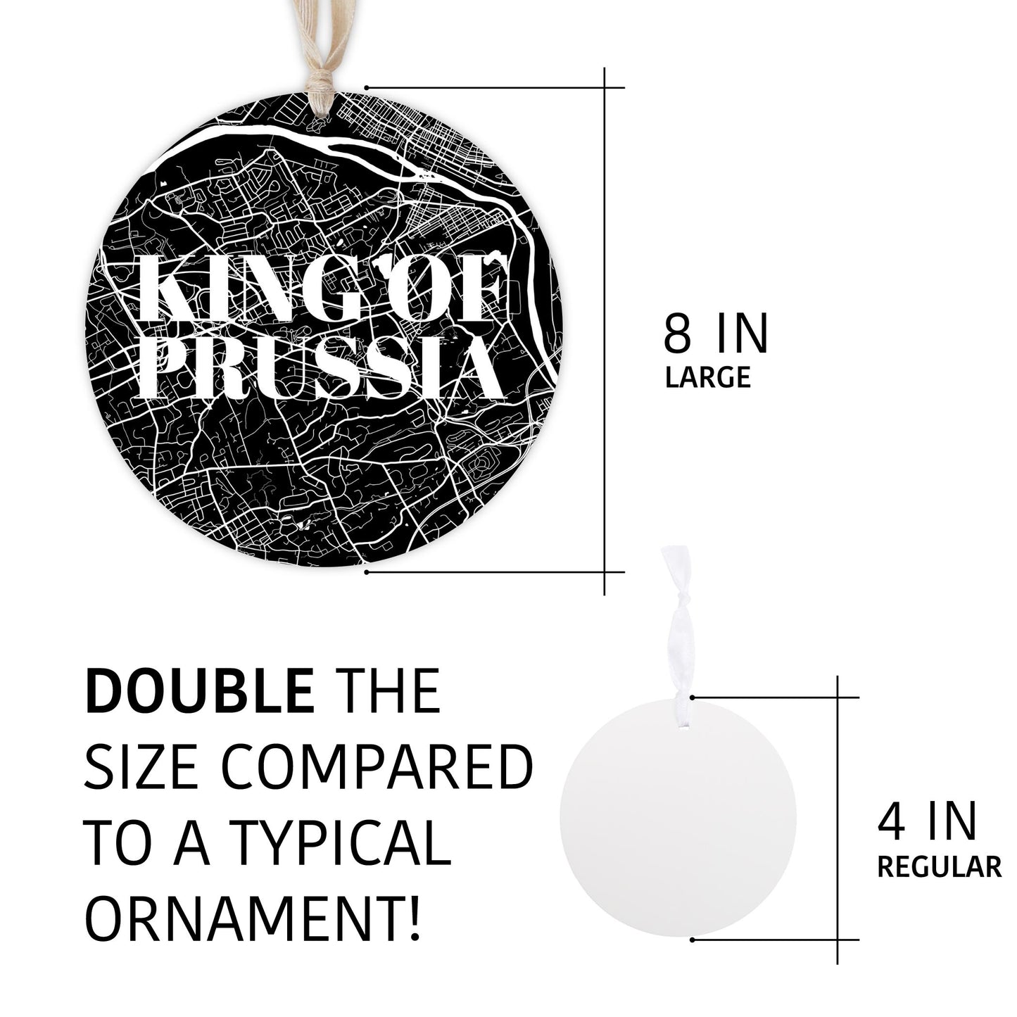 Minimalistic B&W Pennsylvania King Of Prussia Map | Wood Ornament | Eaches | Min 1