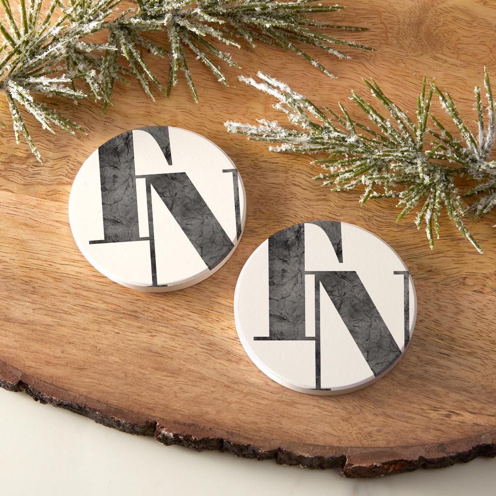 Minimalist B&W Tennessee White Initials | Absorbent Car Coasters | Set of 2 | Min 4