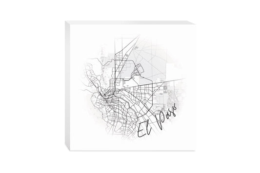 Minimalistic B&W Texas El Paso Circle Map | Wood Block | Eaches | Min 2
