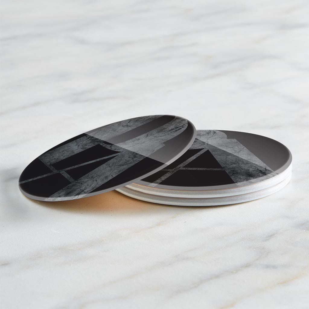 Minimalistic B&W Pennsylvania Black Initials| Hi-Def Glass Coasters | Set of 4 | Min 2