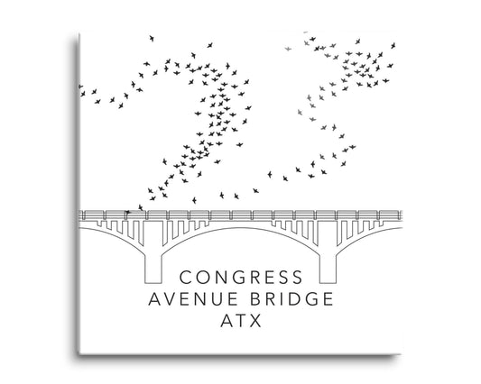 Minimalist B&W Texas Austin Congress Avenue Bridge | Hi-Def Glass Art | Eaches | Min 2