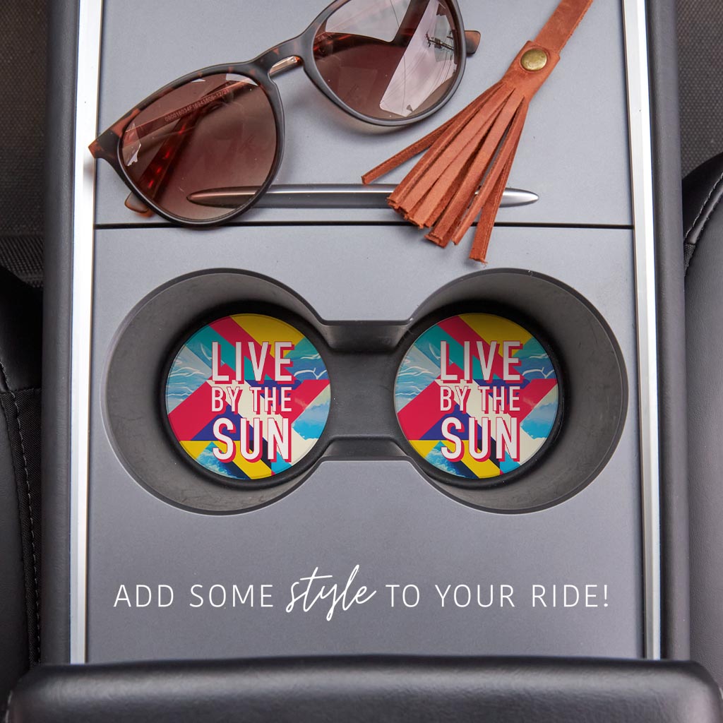 Live By The Sun | Absorbent Car Coasters | Set of 2 | Min 4