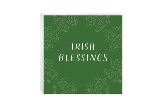 Dark Green Shamrock Irish Blessings | Wood Block | Eaches | Min 2