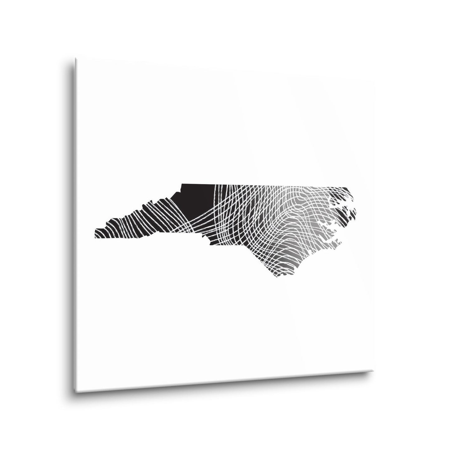 Minimalistic B&W North Carolina State Black With Fluid Lines | Hi-Def Glass Art | Eaches | Min 1