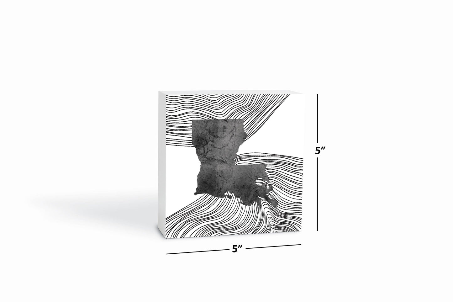 Modern Louisiana State Shape With Fluid Lines | Wood Block | Eaches | Min 4