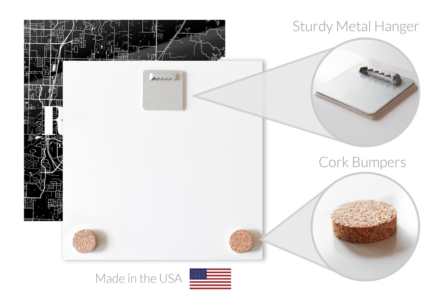 Minimalist B&W Arkansas Rogers Map | Hi-Def Glass Art | Eaches | Min 1