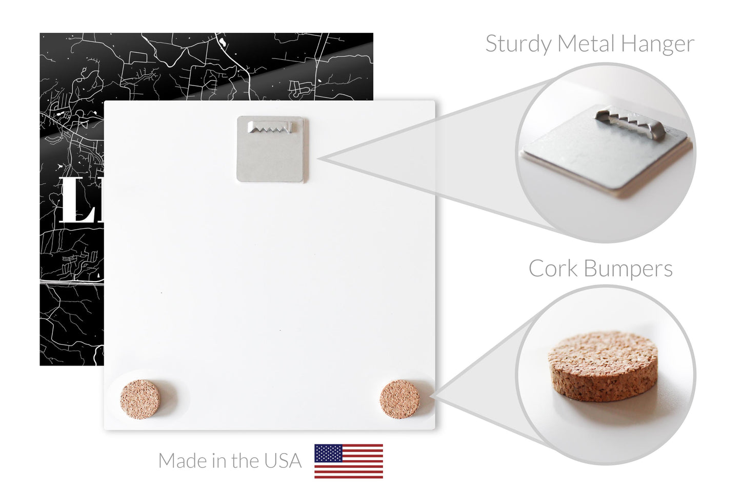 Minimalist B&W Tennessee Lebanon Map | Hi-Def Glass Art | Eaches | Min 1