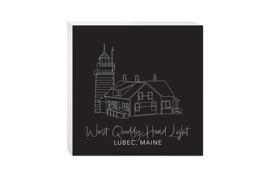 Black West Quoddy Head Light | Wood Block | Eaches | Min 2
