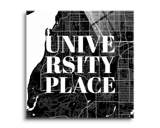 Minimalistic B&W Washington University Place Map | Hi-Def Glass Art | Eaches | Min 2