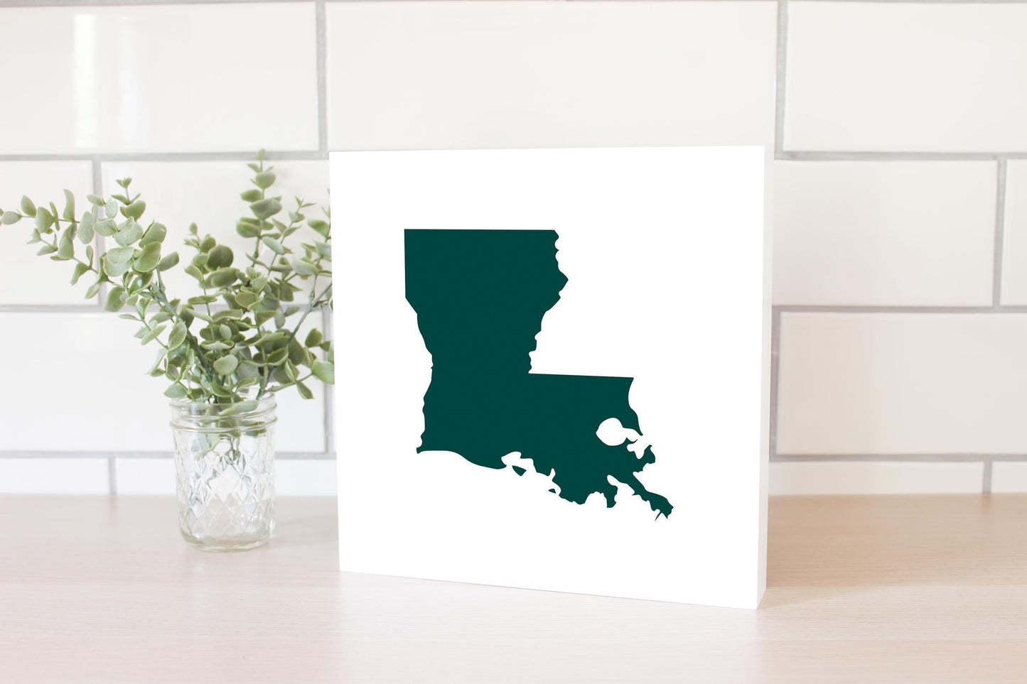 Blue White Louisiana State Shape | Wood Block | Eaches | Min 2