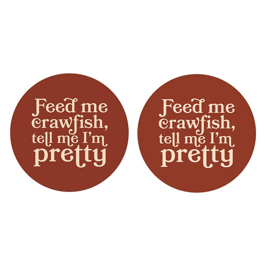 Modern Minimalist Louisiana Feed Me Crawfish | Absorbent Car Coasters | Set of 2 | Min 4