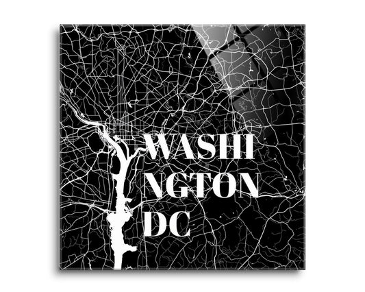 Minimalistic B&W Washington Dc Map | Hi-Def Glass Art | Eaches | Min 2