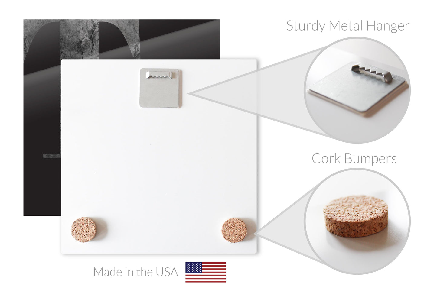 Minimalist B&W Tennessee Black Initials | Hi-Def Glass Art | Eaches | Min 2