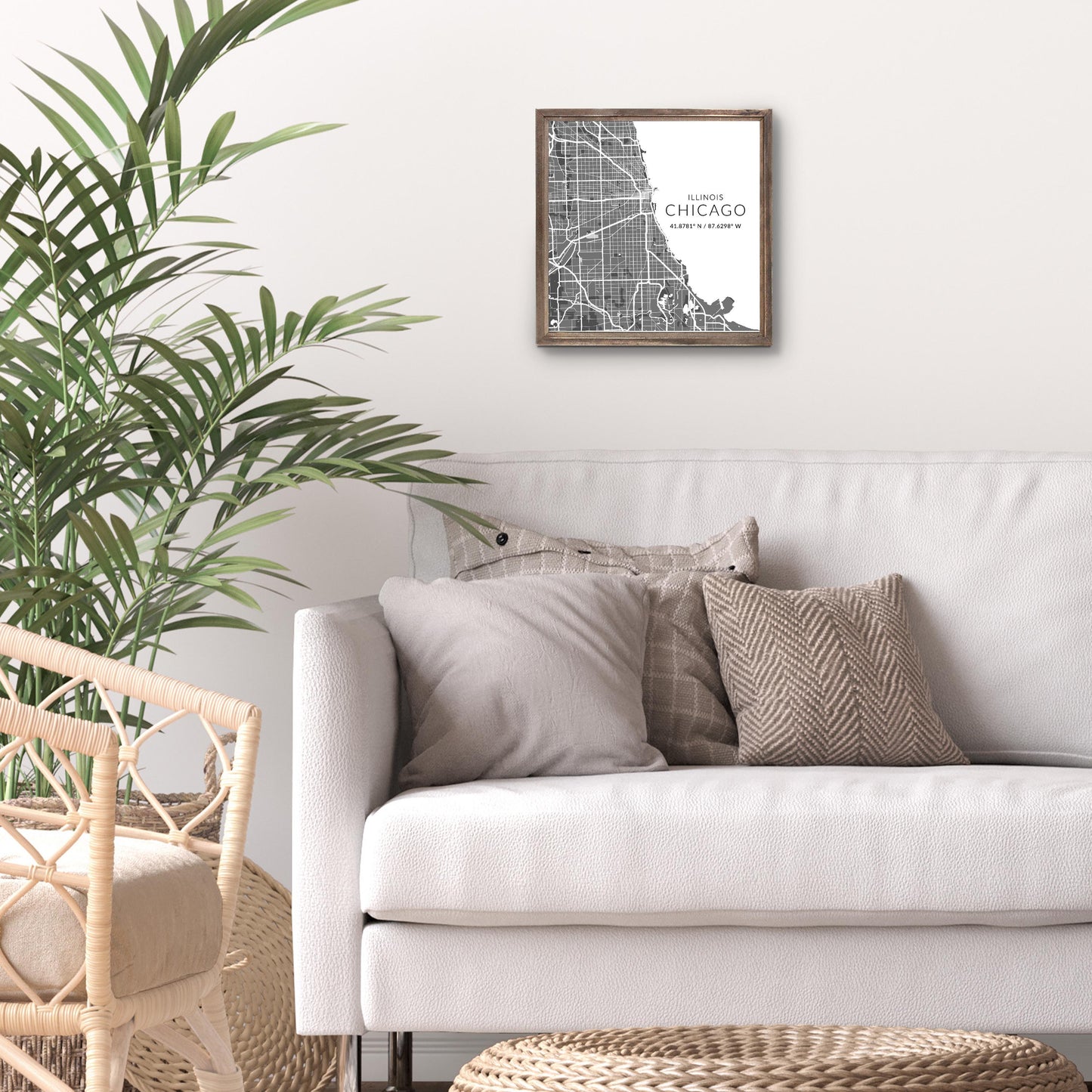Minimalistic Chicago Map| Wood Sign | Eaches | Min 1