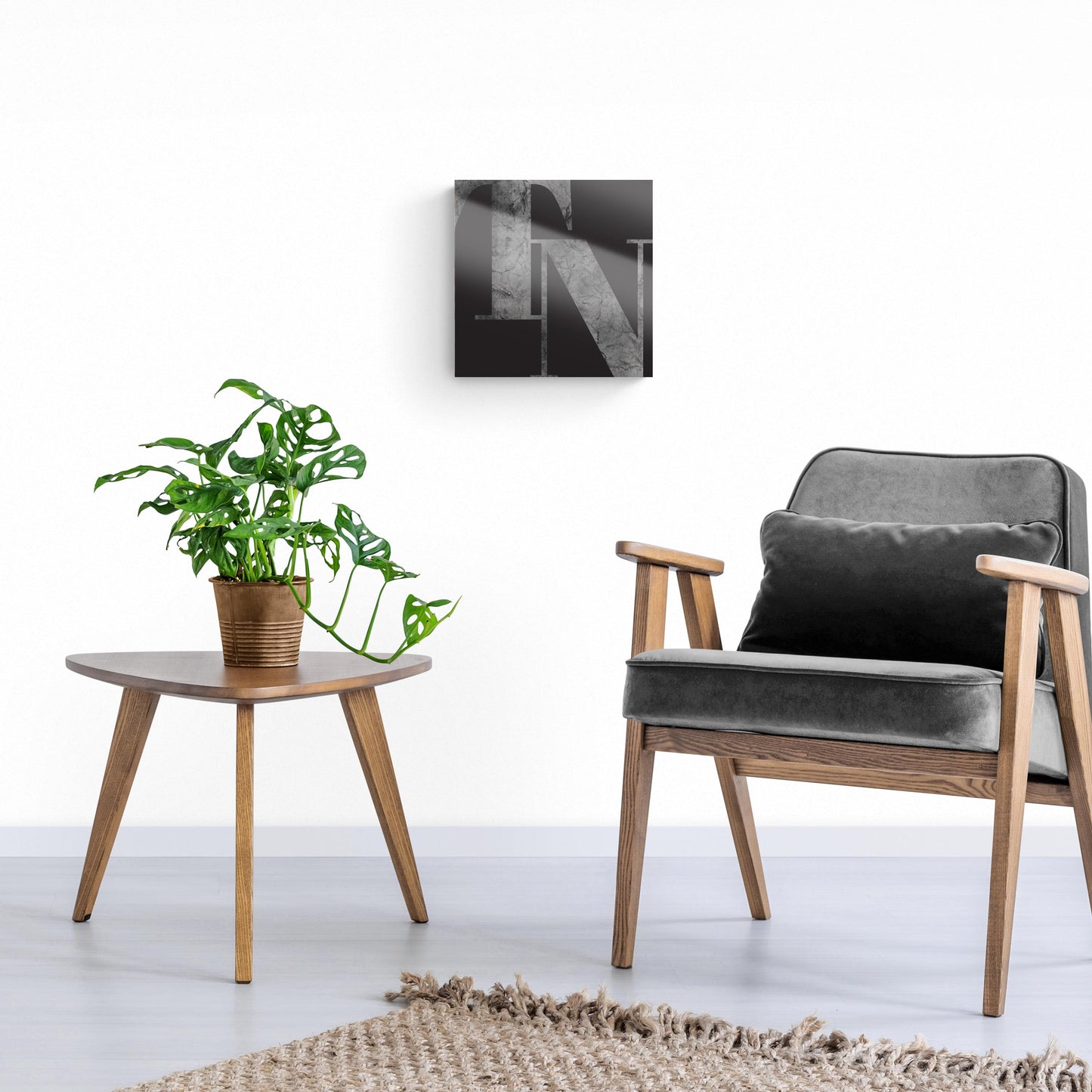 Minimalist B&W Tennessee Black Initials | Hi-Def Glass Art | Eaches | Min 1