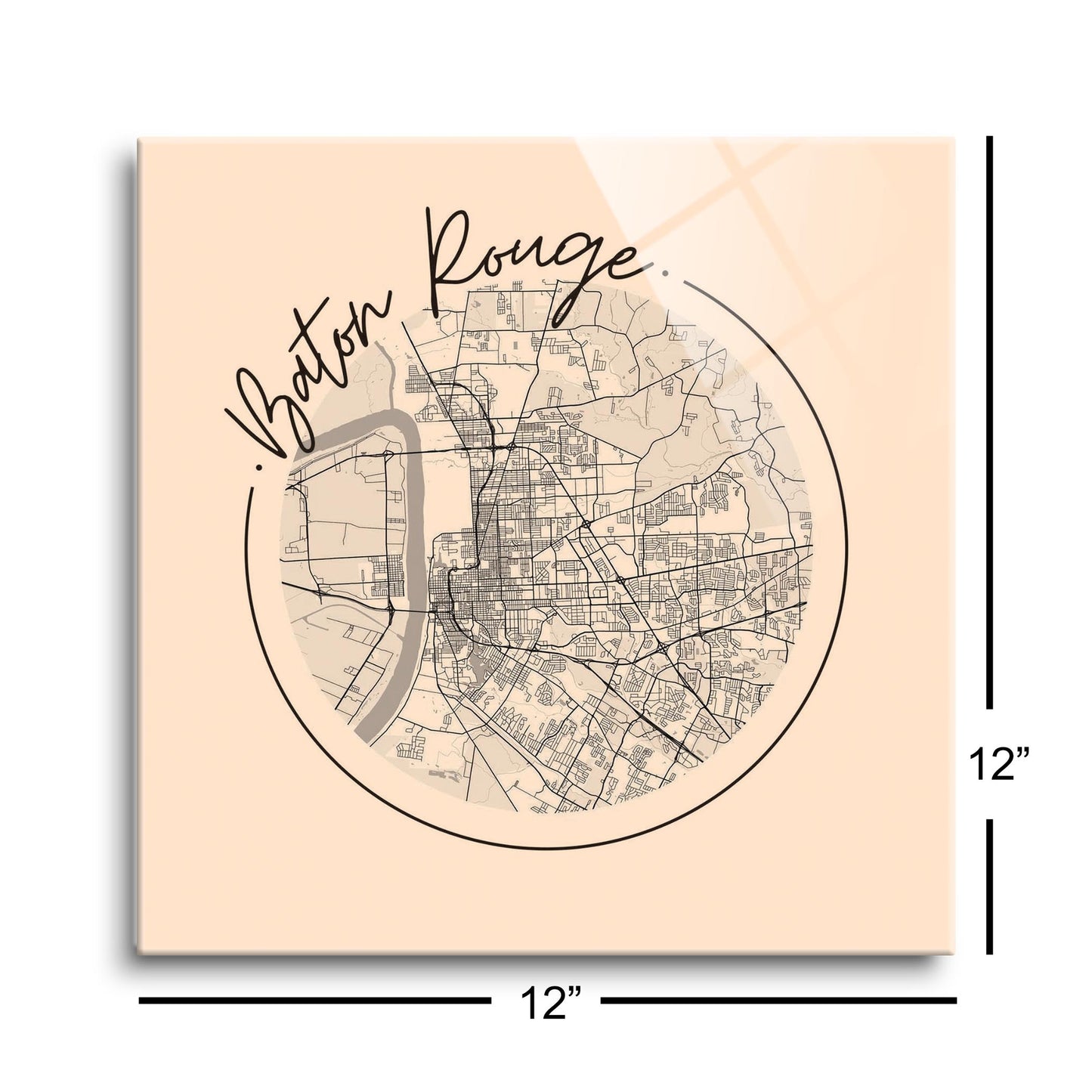 Louisiana Colorful Baton Rouge Circle Map | Hi-Def Glass Art | Eaches | Min 1