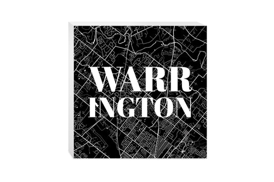 Minimalistic B&W Pennsylvania Warrington Map | Wood Block | Eaches | Min 2