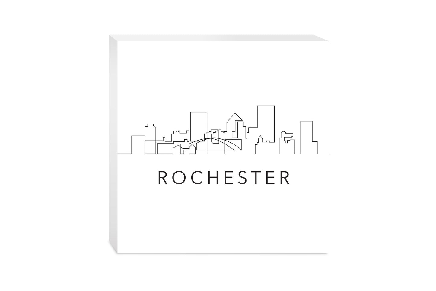 Minimalistic B&W New York Rochester Skyline | Wood Block | Eaches | Min 2