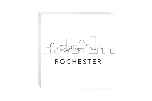 Minimalistic B&W New York Rochester Skyline | Wood Block | Eaches | Min 2