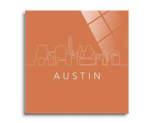 Modern Minimalist Texas Austin Skyline | Hi-Def Glass Art | Eaches | Min 2