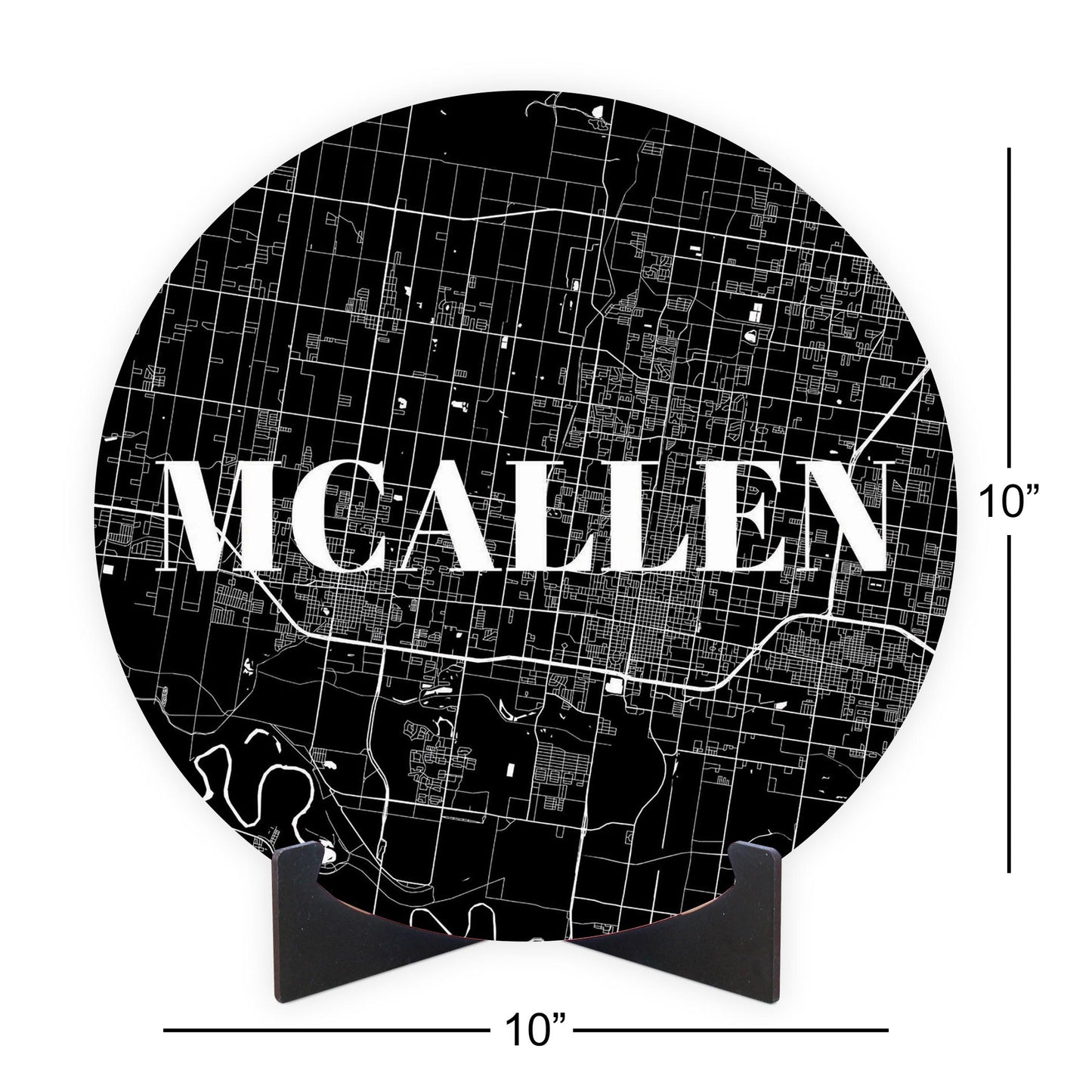 Minimalistic B&W Texas Mcallen Map | Wood Sign | Eaches | Min 1