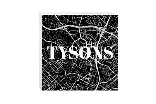 Minimalistic B&W Virginia Tysons Map | Wood Block | Eaches | Min 2