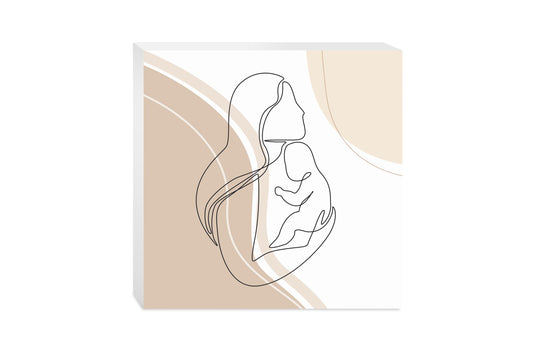 Modern Minimalist Mothers Day Mom Baby | Wood Block | Eaches | Min 2