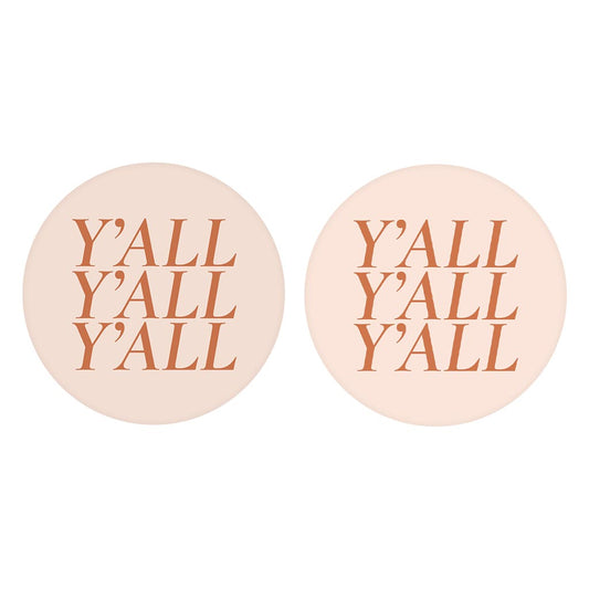 Modern Minimalist Texas Yall | Absorbent Car Coasters | Set of 2 | Min 4