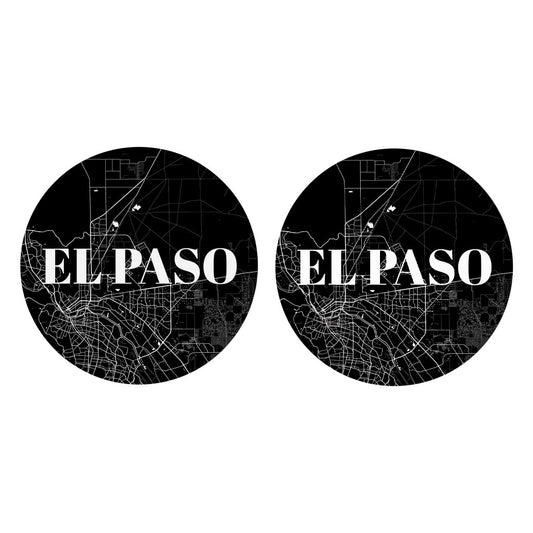 Minimalistic B&W Texas El Paso Map | Absorbent Car Coasters | Set of 2 | Min 4