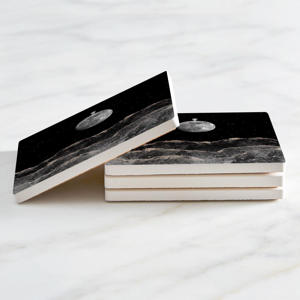 Tiny Moon Man | Absorbent Coasters | Set of 4 | Min 2