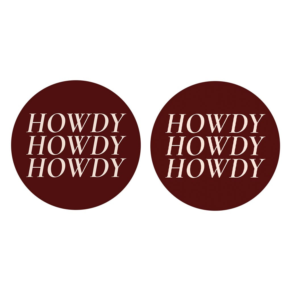 Modern Minimalist Texas Maroon Howdy | Absorbent Car Coasters | Set of 2 | Min 4