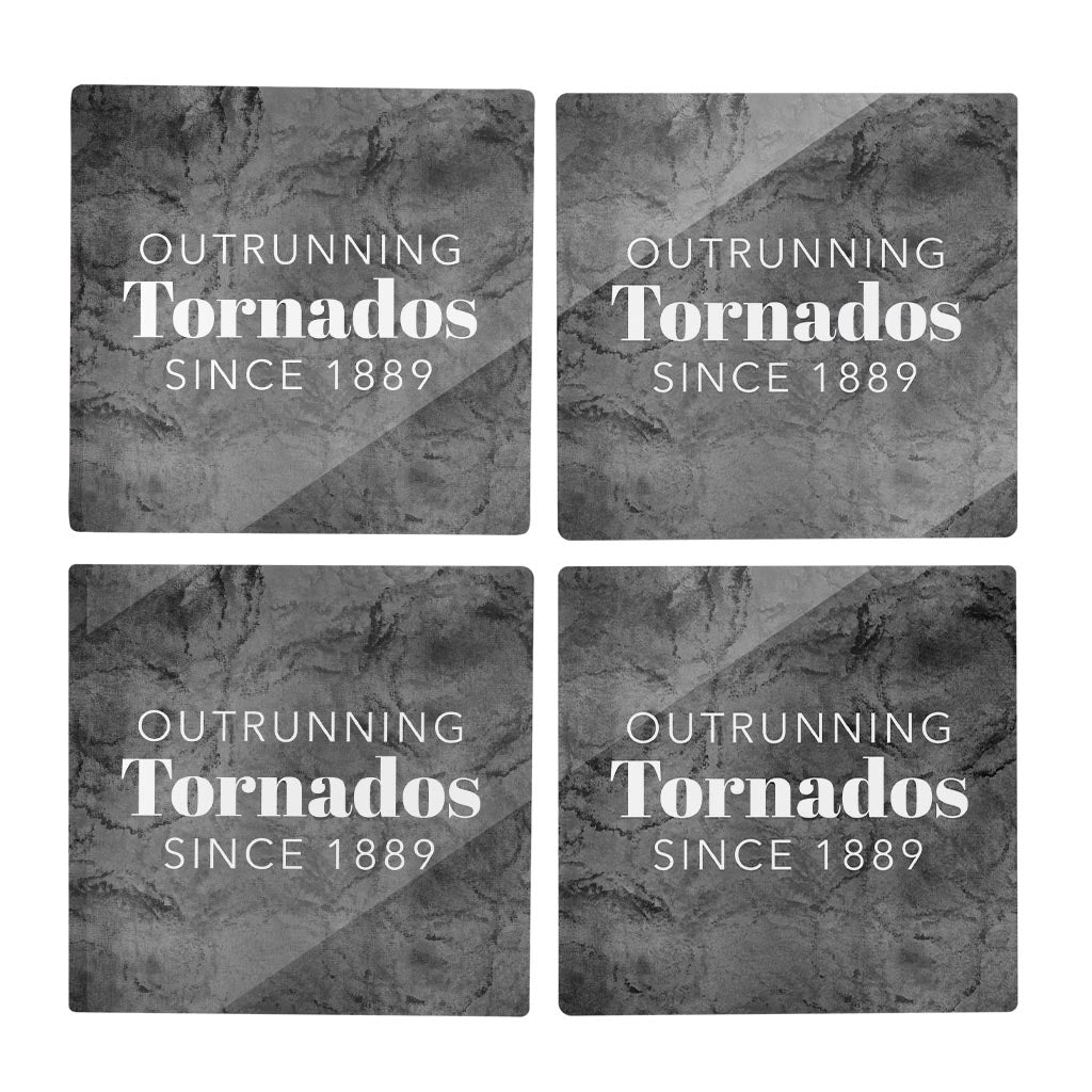 Modern Oklahoma Tornado Saying | Hi-Def Glass Coasters | Set of 4 | Min 2
