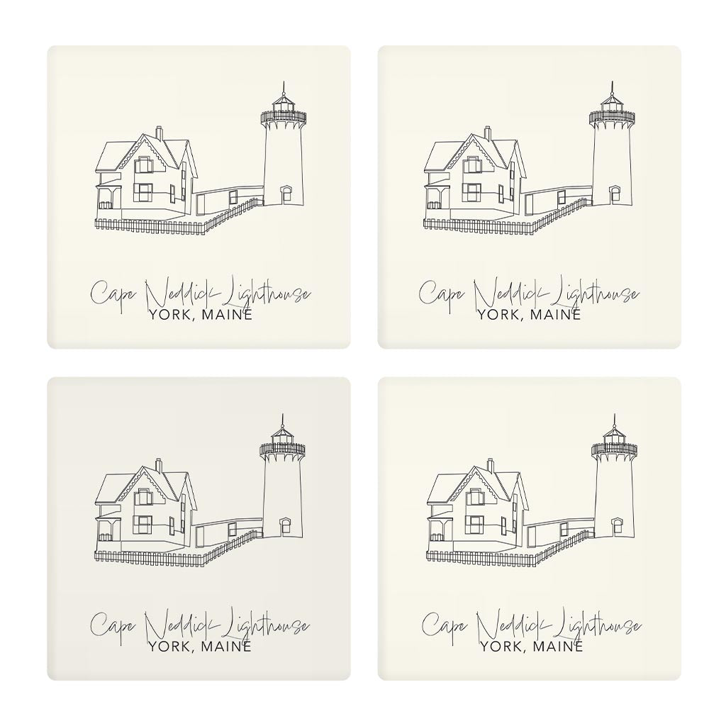 Cape Neddick Lighthouse | Absorbent Coasters | Set of 4 | Min 2