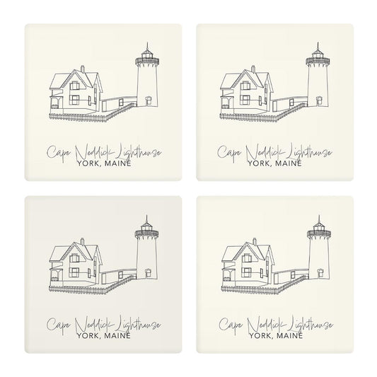 Cape Neddick Lighthouse | Absorbent Coasters | Set of 4 | Min 2