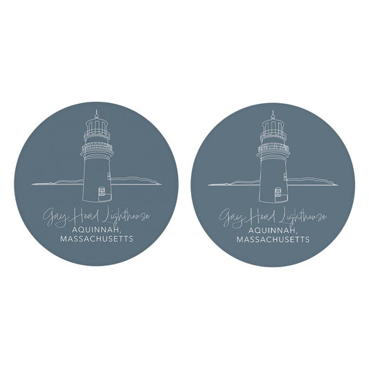 Gay Head Lighthouse Muted Coastal | Absorbent Car Coasters | Set of 2 | Min 4