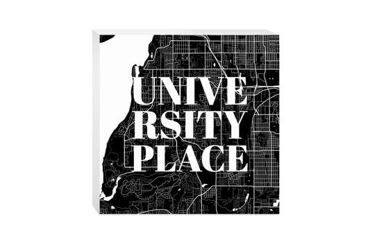 Minimalistic B&W Washington University Place Map | Wood Block | Eaches | Min 2