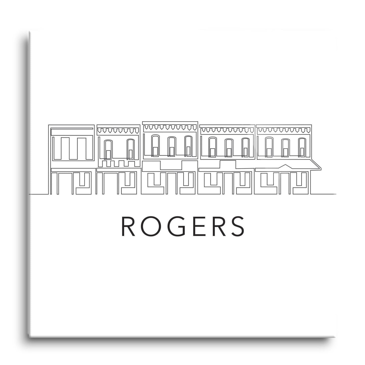 Minimalist B&W Arkansas Rogers Skyline | Hi-Def Glass Art | Eaches | Min 1