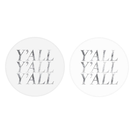 Minimalistic B&W Texas Textured Yall | Absorbent Car Coasters | Set of 2 | Min 4