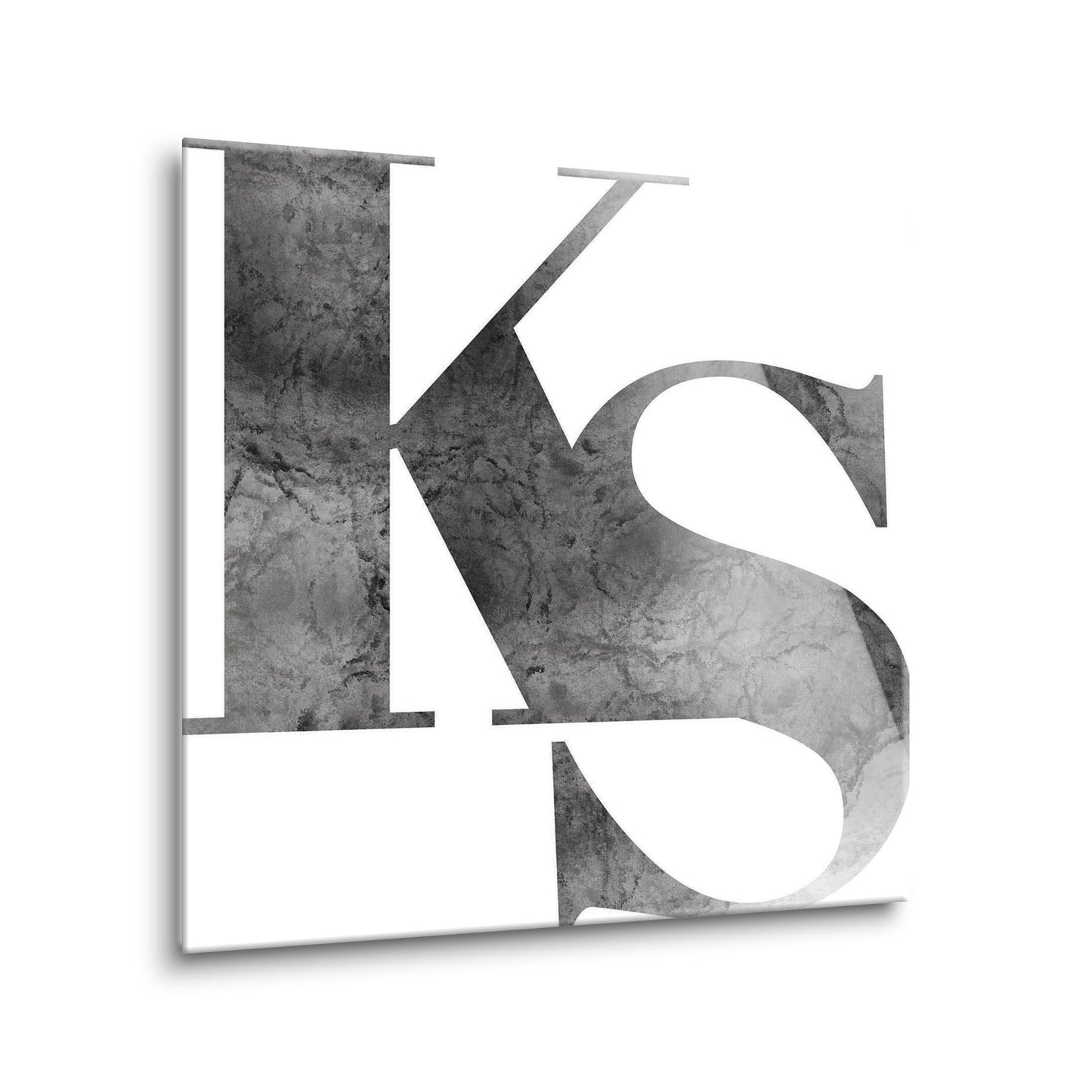 Minimalist B&W Kansas White Initials | Hi-Def Glass Art | Eaches | Min 2